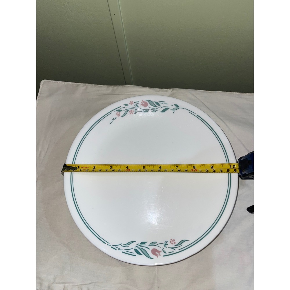 Corelle Rosemaire Pattern Dinner Plates‎ Set of 8 Pink Tulip Green Vines 10.25in - Picture 4 of 4